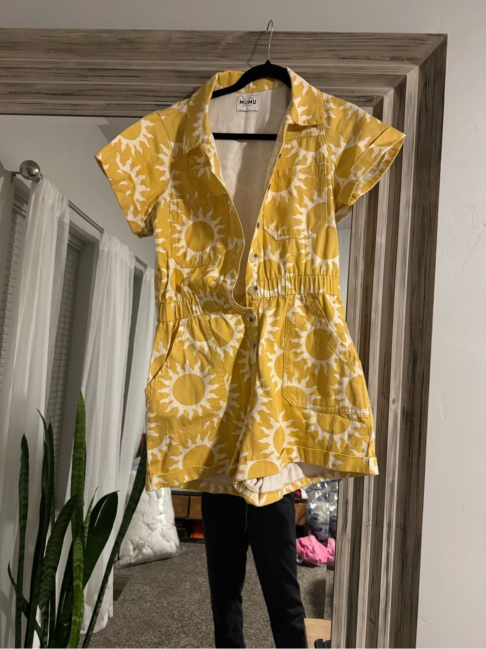 Show Me Your MuMu Yellow Sunprint Short Romper